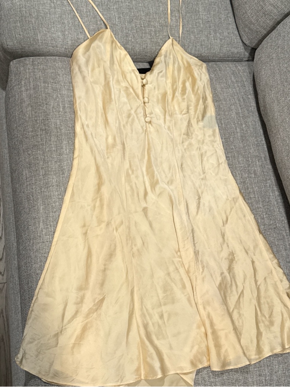 Silky Champagne Slip Dress with Spaghetti Straps
